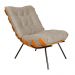 Combo Poltrona Decorativa mais Puff Costela Suede Capuccino - DS Estofados