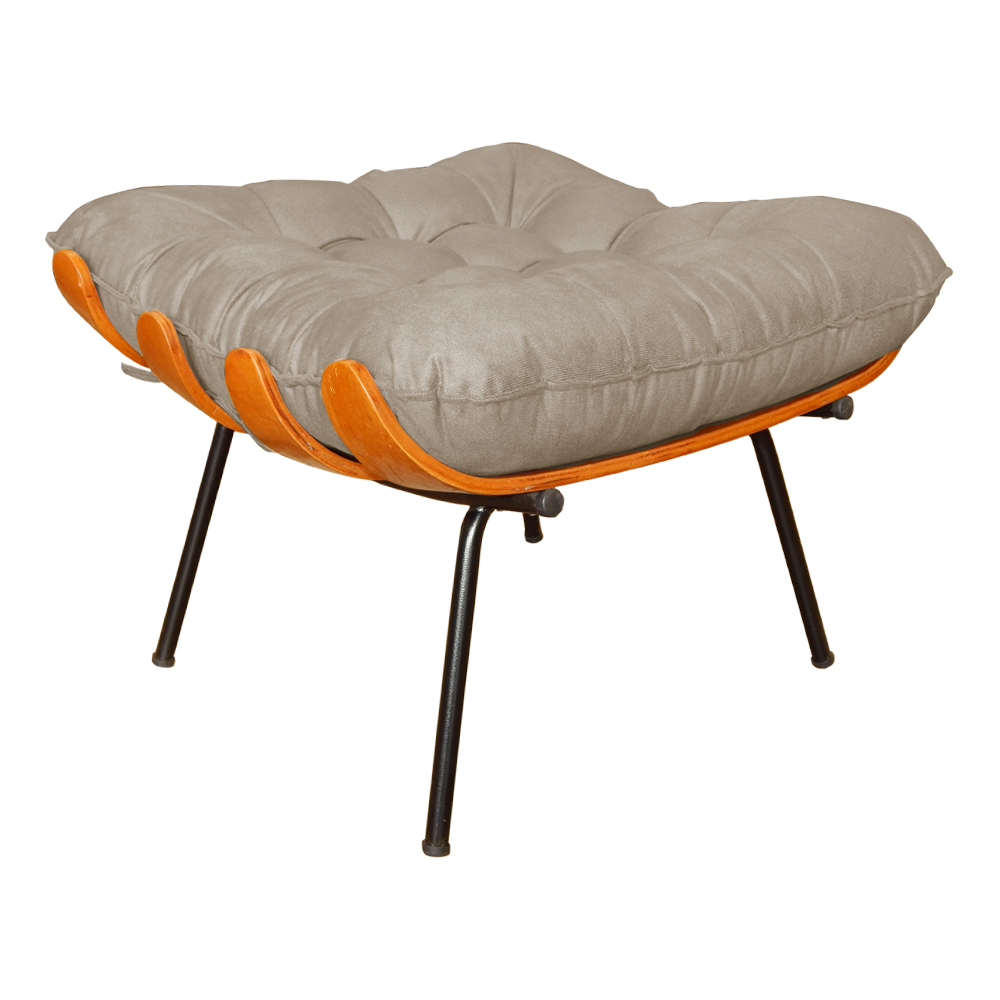 Combo Poltrona Decorativa mais Puff Costela Suede Capuccino - DS Estofados