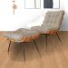 Combo Poltrona Decorativa mais Puff Costela Suede Capuccino - DS Estofados