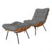 Combo Poltrona Decorativa mais Puff Costela Suede Cinza - DS Estofados