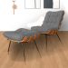 Combo Poltrona Decorativa mais Puff Costela Suede Cinza - DS Estofados