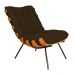Combo Poltrona Decorativa mais Puff Costela Suede Marrom - DS Estofados