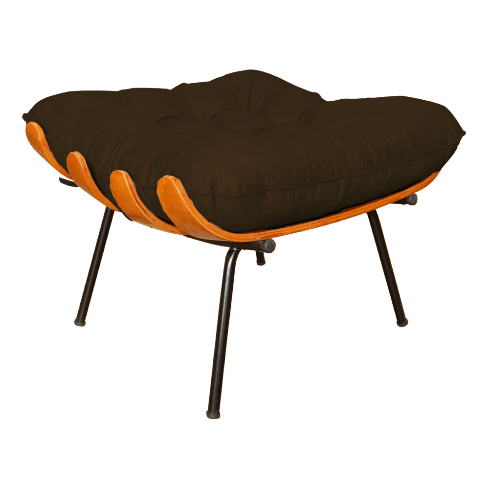 Combo Poltrona Decorativa mais Puff Costela Suede Marrom - DS Estofados