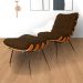 Combo Poltrona Decorativa mais Puff Costela Suede Marrom - DS Estofados