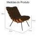 Combo Poltrona Decorativa mais Puff Costela Suede Marrom - DS Estofados