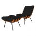 Combo Poltrona Decorativa mais Puff Costela Suede Preto - DS Estofados