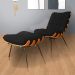 Combo Poltrona Decorativa mais Puff Costela Suede Preto - DS Estofados