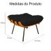 Combo Poltrona Decorativa mais Puff Costela Suede Preto - DS Estofados