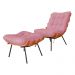 Combo Poltrona Decorativa mais Puff Costela Suede Rosa