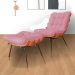 Combo Poltrona Decorativa mais Puff Costela Suede Rosa