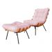 Combo Poltrona Decorativa mais Puff Costela Suede Rosa Bebê