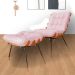 Combo Poltrona Decorativa mais Puff Costela Suede Rosa Bebê