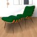 Combo Poltrona Decorativa mais Puff Costela Suede Verde - DS Estofados