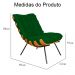 Combo Poltrona Decorativa mais Puff Costela Suede Verde - DS Estofados
