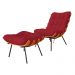 Combo Poltrona Decorativa mais Puff Costela Suede Vermelho - DS Estofados