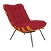 Combo Poltrona Decorativa mais Puff Costela Suede Vermelho - DS Estofados