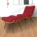 Combo Poltrona Decorativa mais Puff Costela Suede Vermelho - DS Estofados