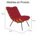 Combo Poltrona Decorativa mais Puff Costela Suede Vermelho - DS Estofados