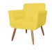 Combo Poltrona mais Puff Isabela em Tressê Pés Palito Suede Amarelo