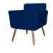 Combo Poltrona mais Puff Isabela em Tressê Pés Palito Suede Azul Marinho