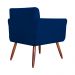 Combo Poltrona mais Puff Isabela em Tressê Pés Palito Suede Azul Marinho