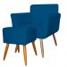 Combo Poltrona mais Puff Isabela em Tressê Pés Palito Suede Azul Royal