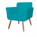 Combo Poltrona mais Puff Isabela em Tressê Pés Palito Suede Azul Turquesa