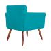 Combo Poltrona mais Puff Isabela em Tressê Pés Palito Suede Azul Turquesa