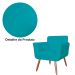 Combo Poltrona mais Puff Isabela em Tressê Pés Palito Suede Azul Turquesa