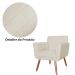 Combo Poltrona mais Puff Isabela em Tressê Pés Palito Suede Bege