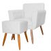 Combo Poltrona mais Puff Isabela em Tressê Pés Palito Suede Branco