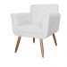 Combo Poltrona mais Puff Isabela em Tressê Pés Palito Suede Branco