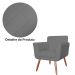 Combo Poltrona mais Puff Isabela em Tressê Pés Palito Suede Cinza