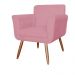 Combo Poltrona mais Puff Isabela em Tressê Pés Palito Suede Rosa