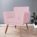 Combo Poltrona mais Puff Isabela em Tressê Pés Palito Suede Rosa Bebê