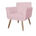 Combo Poltrona mais Puff Isabela em Tressê Pés Palito Suede Rosa Bebê