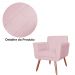 Combo Poltrona mais Puff Isabela em Tressê Pés Palito Suede Rosa Bebê