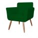 Combo Poltrona mais Puff Isabela em Tressê Pés Palito Suede Verde