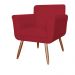 Combo Poltrona mais Puff Isabela em Tressê Pés Palito Suede Vermelho