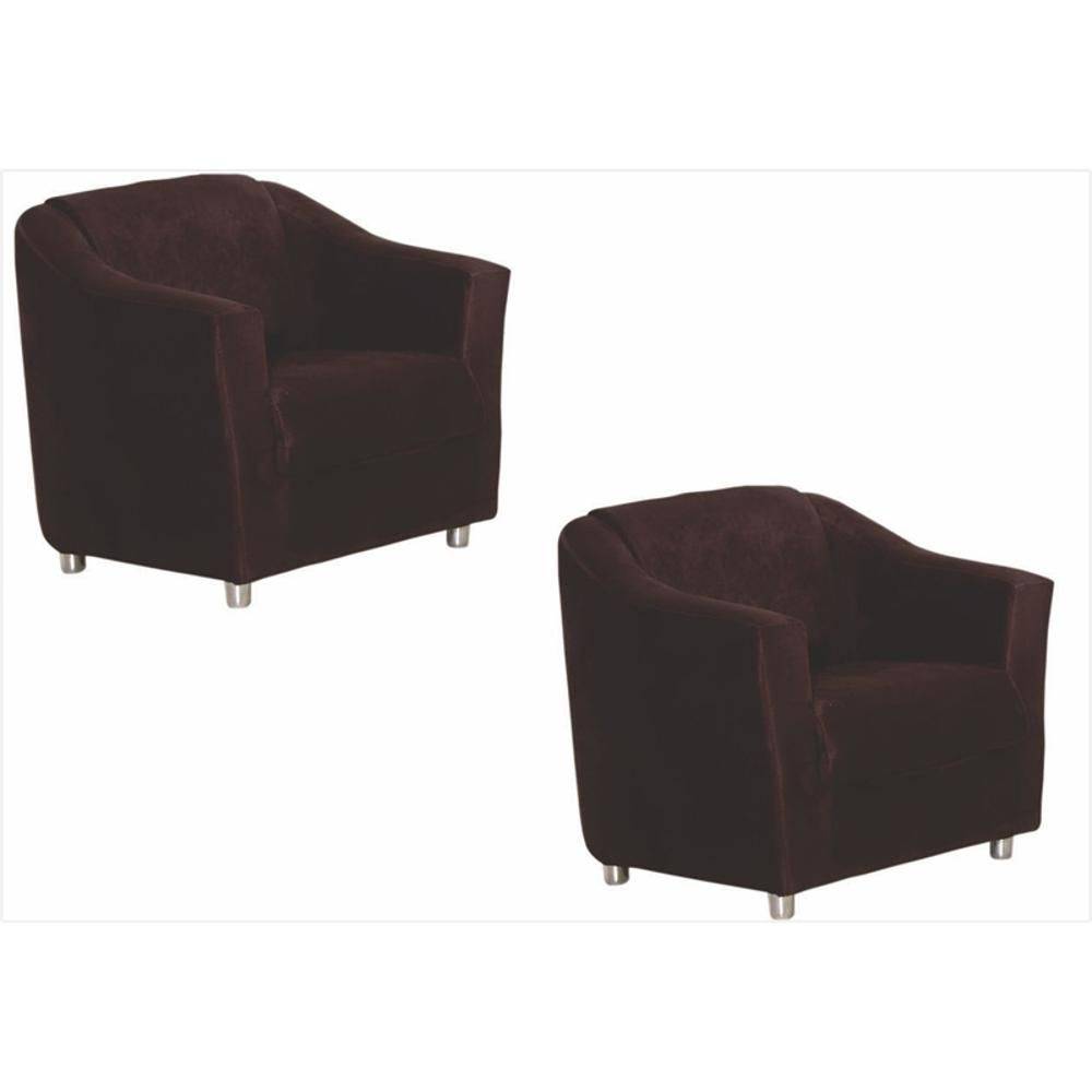 Conjunto 02 Poltronas Decorativa Para Escritório E Sala De Estar Tilla Suede Marrom - DS Estofados