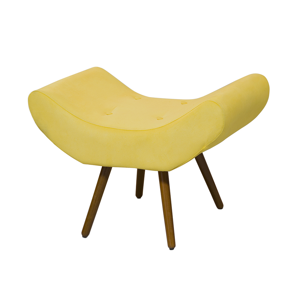 Conjunto 02 Puffs Banqueta Emília Em Suede Liso Amarelo - DS Móveis