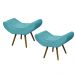 Conjunto 02 Puffs Banqueta Emília Em Suede Liso Azul Turquesa - DS Móveis