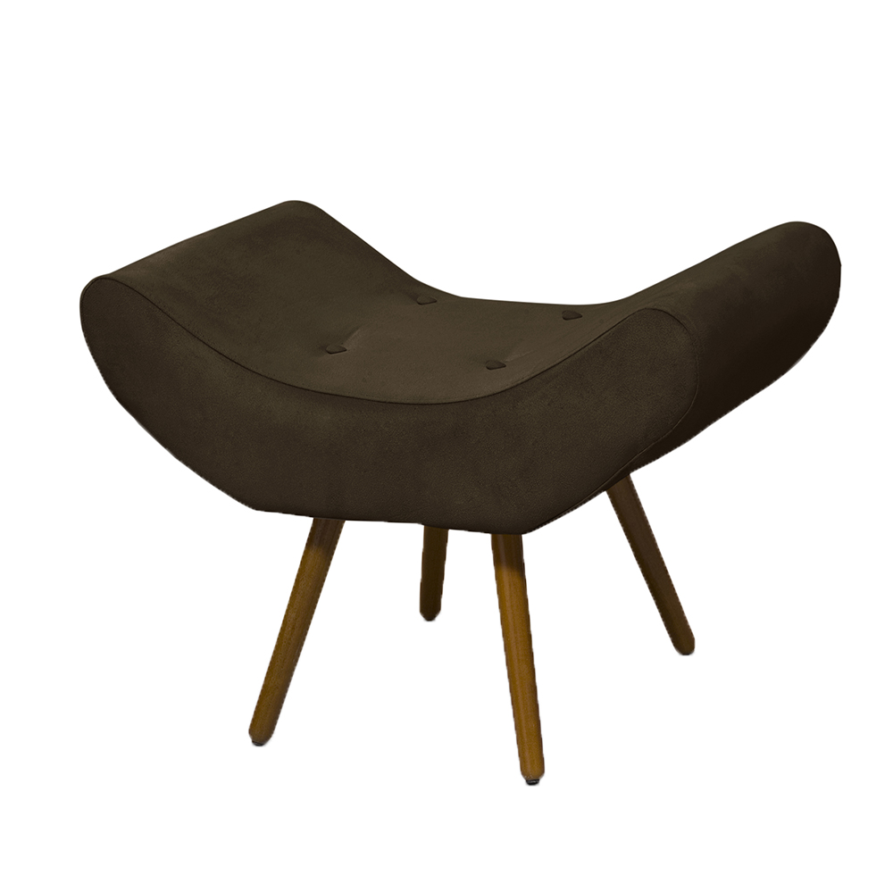 Conjunto 02 Puffs Banqueta Emília Em Suede Liso Marrom - DS Móveis