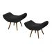 Conjunto 02 Puffs Banqueta Emília Em Suede Liso Preto - DS Móveis