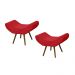 Conjunto 02 Puffs Banqueta Emília Em Suede Liso Vermelho - DS Móveis