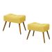 Conjunto 02 Puffs Banqueta Retangular Suede Liso Amarelo - DS Móveis