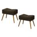 Conjunto 02 Puffs Banqueta Retangular Suede Liso Marrom - DS Móveis