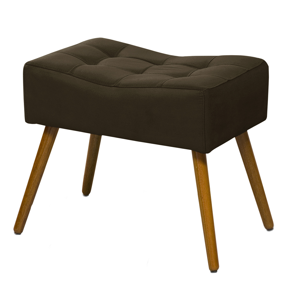 Conjunto 02 Puffs Banqueta Retangular Suede Liso Marrom - DS Móveis