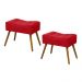 Conjunto 02 Puffs Banqueta Retangular Suede Liso Vermelho - DS Móveis