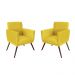 Conjunto 2 Poltronas Decorativa Nina Rodapé Suede Amarelo - DS Móveis
